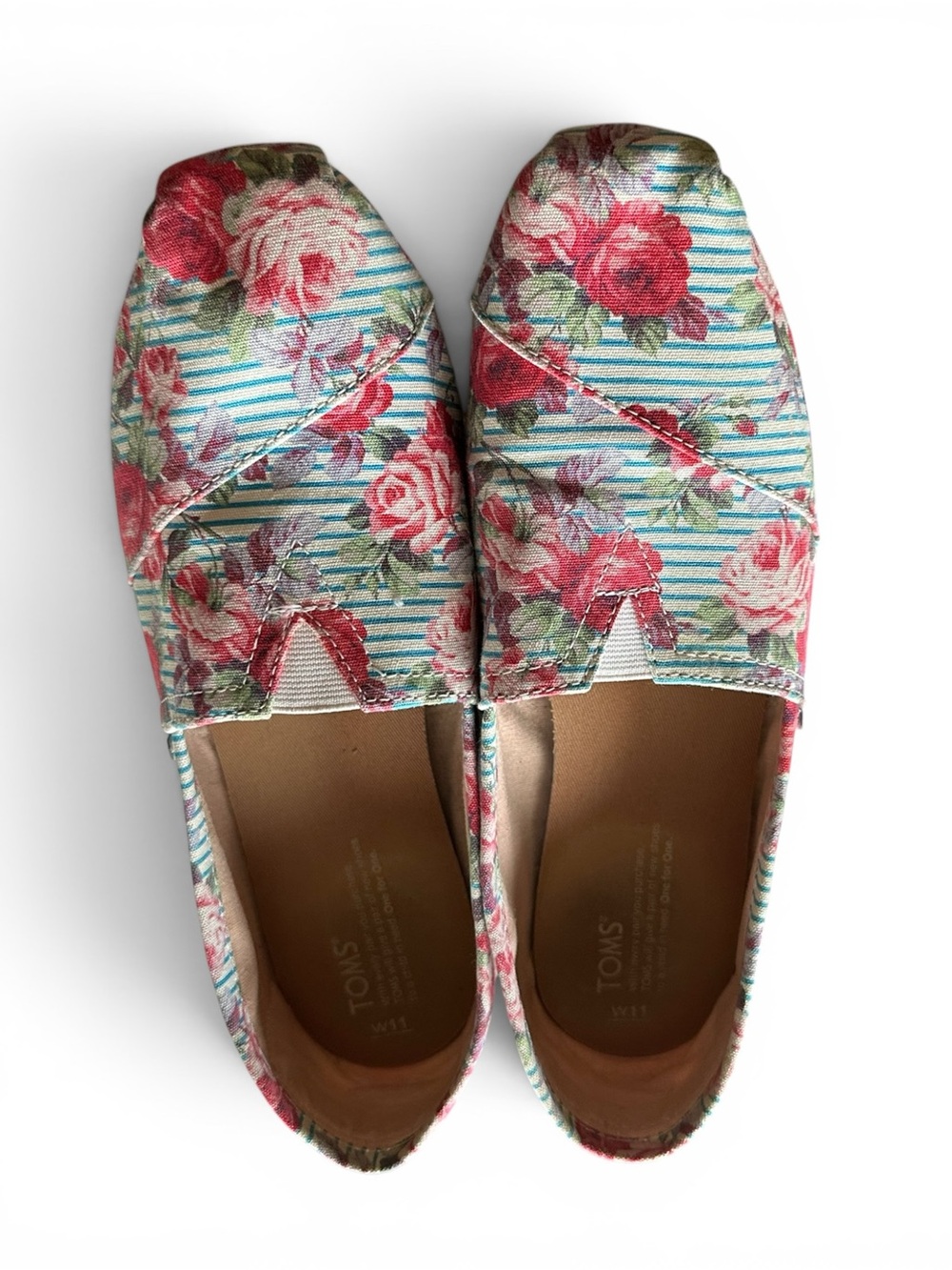 Toms Floral Canvas Slip-Ons in Pink and Green - Picture 4 of 4